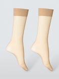 John Lewis 15 Denier Medium Support Knee High Tights, Pack of 2, Almond