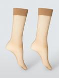 John Lewis 15 Denier Medium Support Knee High Tights, Pack of 2, Caramel