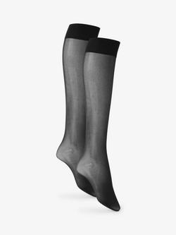 John Lewis 40 Denier Knee-High Tights, Pack of 2, Black, Black