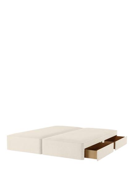 John Lewis OUTLET Pocket Sprung 4 Drawer Storage Divan Base, Super King Size, Like New, Brushed Tweed Beige, Brushed Tweed Beige