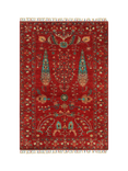 Gooch Oriental Pictorial Pure Wool Rug, Red, L180 x W125 cm