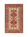 Gooch Oriental Supreme Kazak Pure Wool Rug, Ivory, L155 x W98 cm