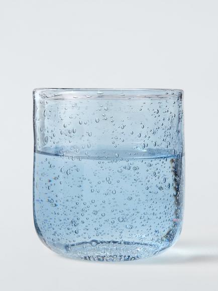 John Lewis The Colour Edit Bubble Glass Tumbler, 340ml - view 2, Blue