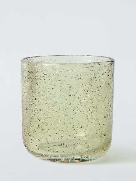 John Lewis The Colour Edit Bubble Glass Tumbler, 340ml, Pistachio