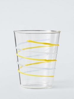 John Lewis Swirl Glass Tumbler, 355ml, Yellow, Multi