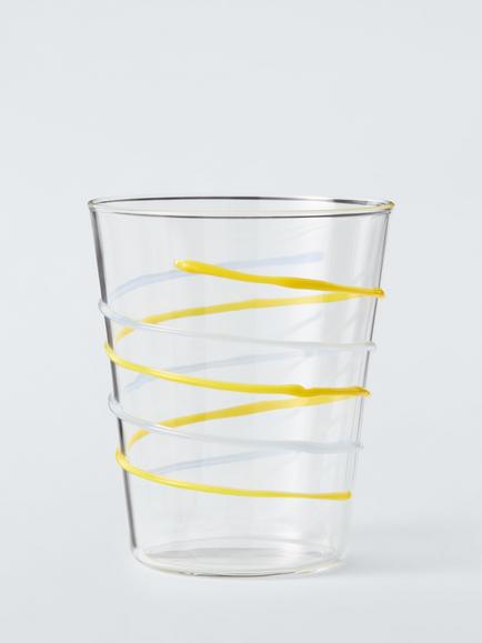 John Lewis Swirl Glass Tumbler, 355ml, Yellow, Multi