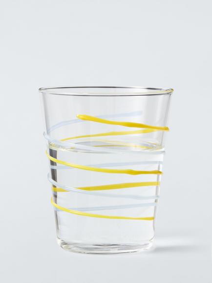 John Lewis Swirl Glass Tumbler, 355ml, Yellow - view 2, Multi