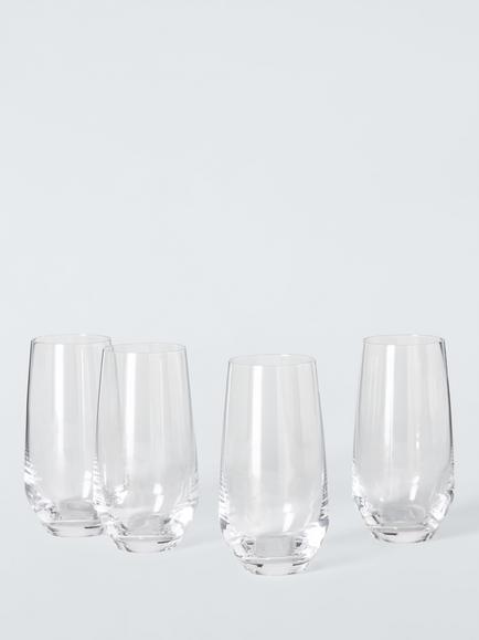 John Lewis Swan Crystal Glass Highball, Set of 4, 460ml, Clear, Clear