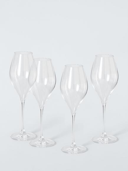John Lewis Swan Crystal White Wine Glass, Set of 4, 430ml, Clear, Clear