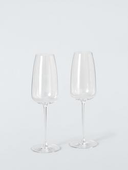 John Lewis Sora Crystal Glass Champagne Flute, Set of 2, 360ml, Clear, Clear