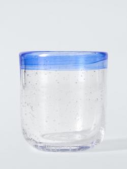 John Lewis Bubble Colour Rim Glass Tumbler, 350ml, Blue, Multi