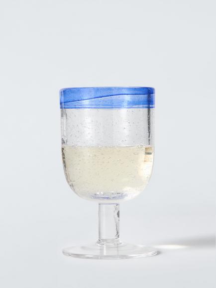 John Lewis Bubble Colour Rim Wine Glass, 260ml, Blue - view 2, Multi