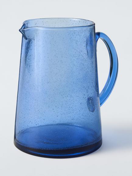 John Lewis Coastal Glass Jug, 1.7L, Blue, Blue