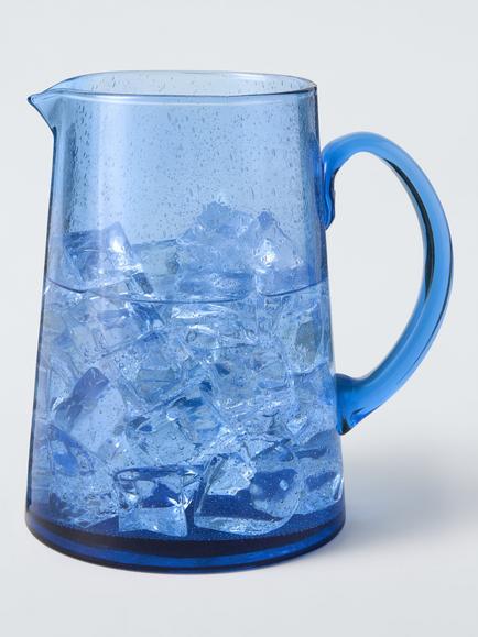 John Lewis Coastal Glass Jug, 1.7L, Blue - view 2, Blue