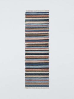 John Lewis Somerton Stripe Wool Rich Runner Rug, L240 x W70cm, Blue/Multi