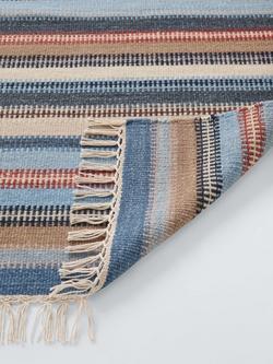 John Lewis Somerton Stripe Wool Rich Runner Rug, L240 x W70cm - view 2, Blue/Multi