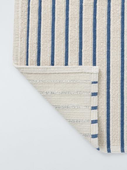 John Lewis Coastal Stripe Bath Mat, Indigo - view 2, Indigo