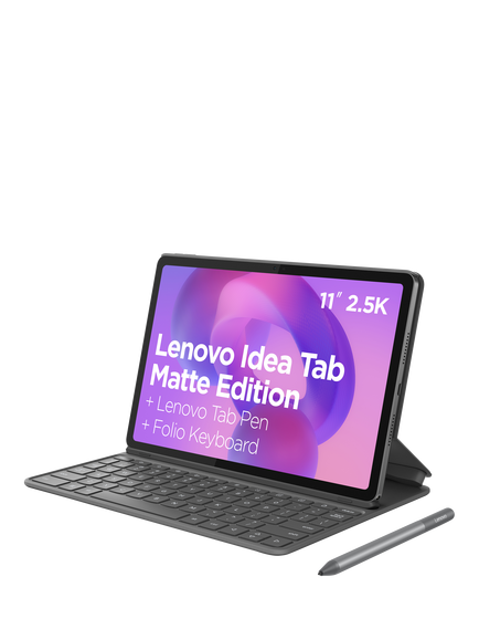 Lenovo IdeaTab Matte Edition Tablet, Android, 8GB RAM, 128GB, 11” 2.5K, with Folio Keyboard & Tab Pen, Grey, Grey
