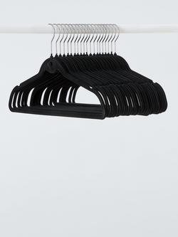 John Lewis Flocked Hangers, Pack of 20, Black, Black