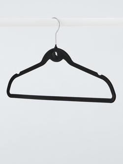 John Lewis Flocked Hangers, Pack of 20, Black - view 2, Black