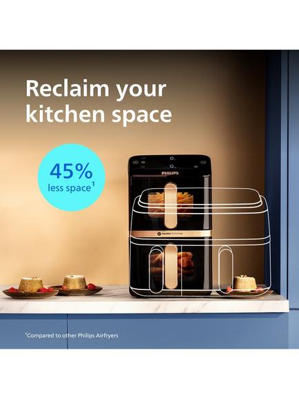 Philips 4000 Series NA462/79 Stacked Dual Basket Air Fryer, Black - view 2, Black