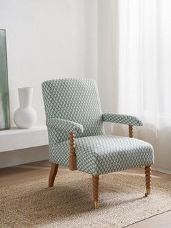 John Lewis Classic Bobbin Armchair, Light Leg - view 2, Elm Leaf Green