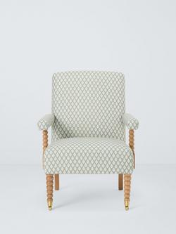 John Lewis Classic Bobbin Armchair, Light Leg - view 2, Elm Leaf Green