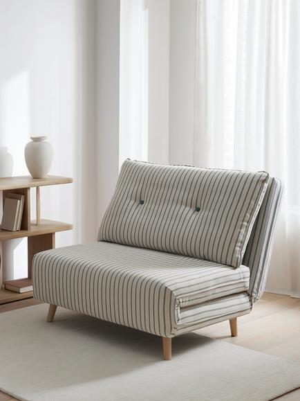 John Lewis Chair Bed, Green Stripe - view 2, Green Stripe