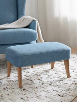 John Lewis Bergen II Footstool, Light Leg - view 2, Aquaclean Matilda Teal