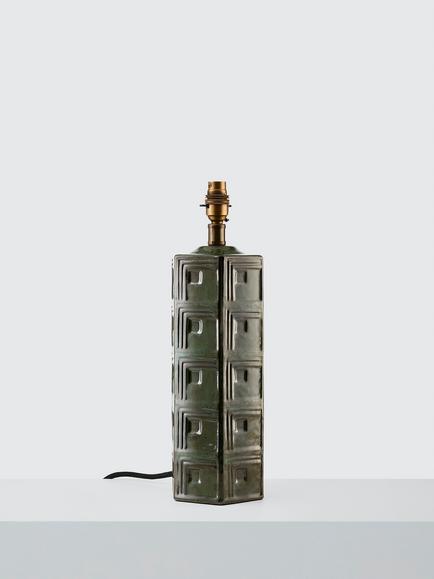John Lewis Hex Ceramic Table Lamp Base, Green, Green