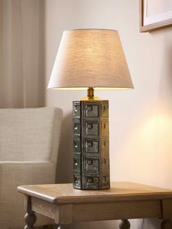 John Lewis Hex Ceramic Table Lamp Base, Green - view 2, Green