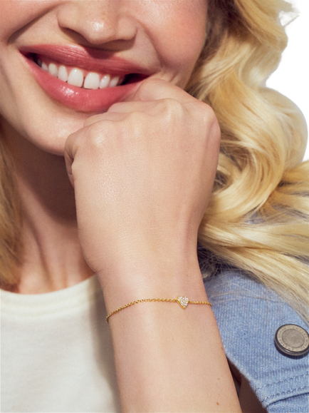 Sif Jakobs Jewellery Cubic Zirconia Heart Bracelet, Gold - view 2, Gold