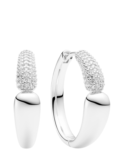 Sif Jakobs Jewellery Goccia Creolo Grande Cubic Zirconia Earrings, Silver