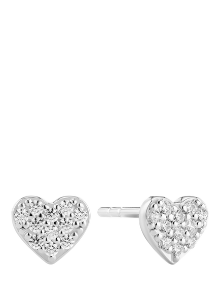 Sif Jakobs Jewellery Cuore Crystal Heart Stud Earrings, Silver