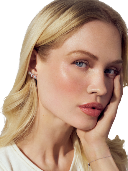 Sif Jakobs Jewellery Cuore Crystal Heart Stud Earrings - view 2, Silver