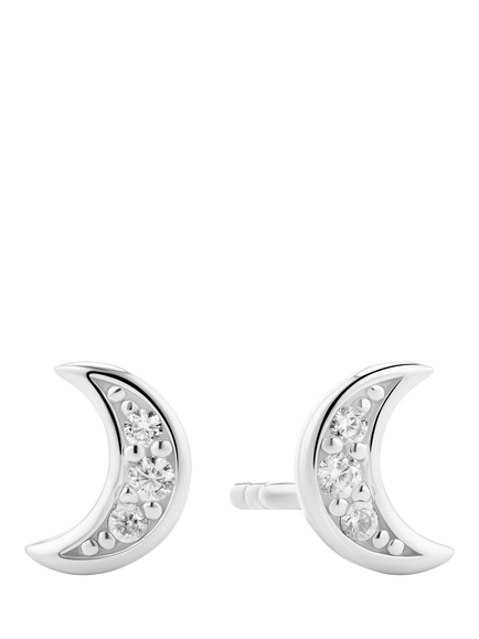 Sif Jakobs Jewellery Luna Crystal Moon Stud Earrings, Silver