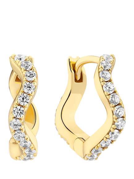 Sif Jakobs Jewellery Ellera Waves Medio Crystal Earrings, Gold