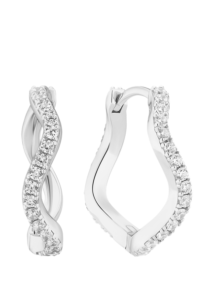 Sif Jakobs Jewellery Ellera Waves Grande Crystal Earrings, Silver, Silver