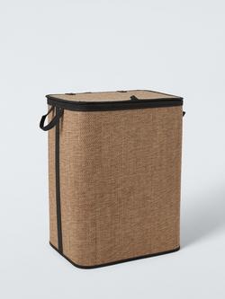 John Lewis Japa Lidded Laundry Basket, Natural/Black, Black