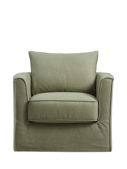 John Lewis Falmouth Loose Cover Armchair, Green Native Linen