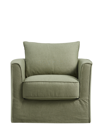John Lewis Falmouth Loose Cover Armchair, Green Native Linen