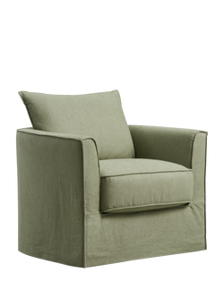John Lewis Falmouth Loose Cover Armchair - view 2, Green Native Linen