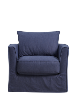 John Lewis Falmouth Loose Cover Armchair, Navy Native Linen