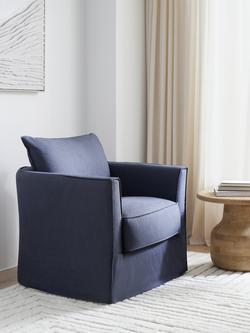 John Lewis Falmouth Loose Cover Armchair - view 2, Navy Native Linen