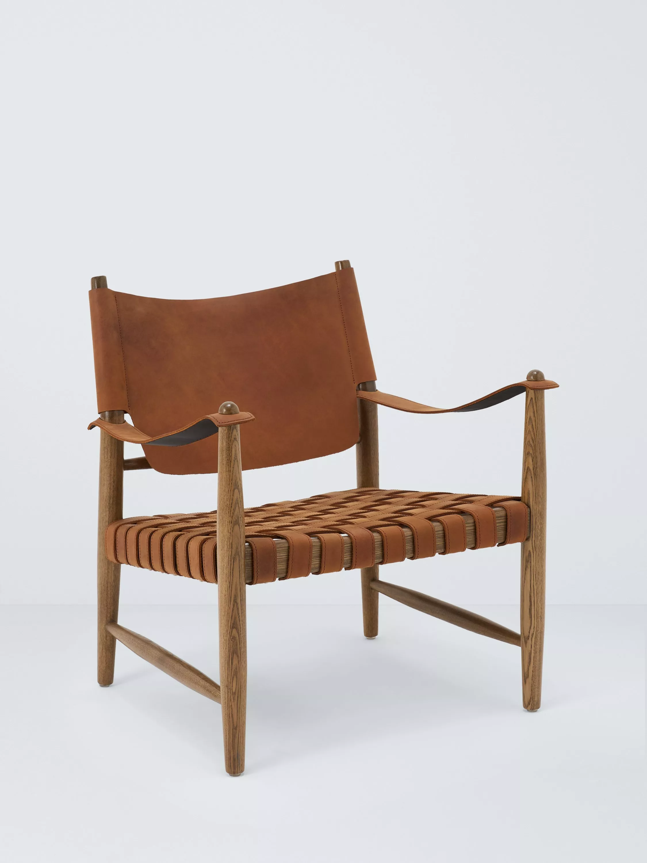 John Lewis Rove Woven Leather Armchair, Tan Leather