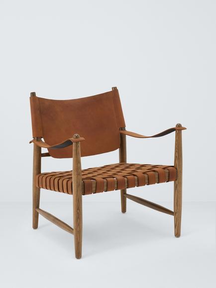 John Lewis Rove Woven Leather Armchair, Tan Leather, Tan Leather