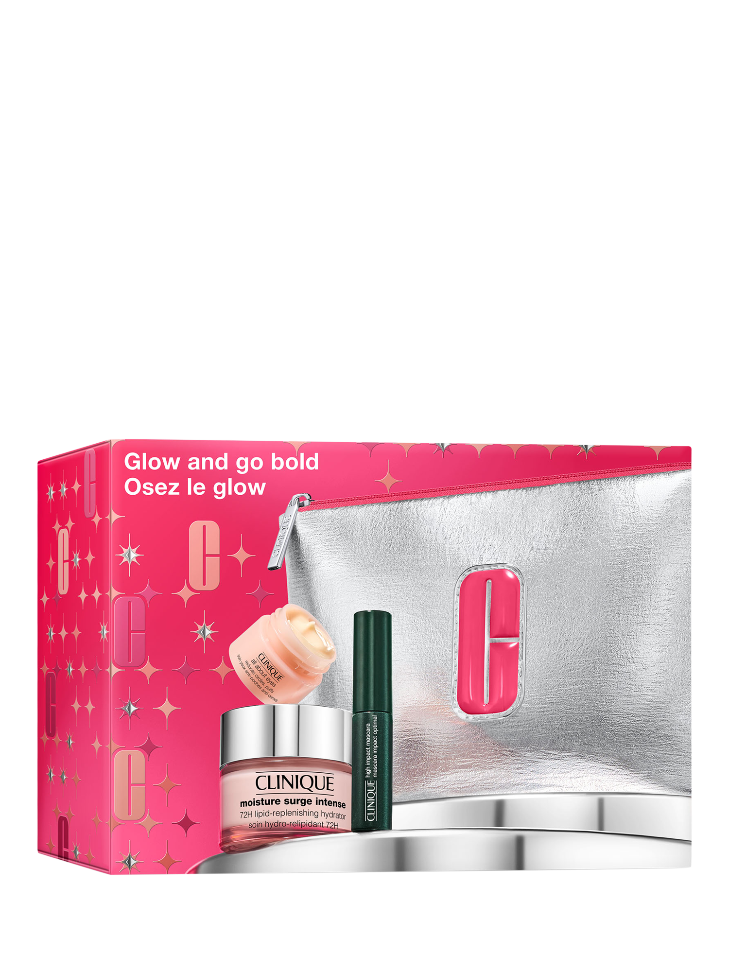 Product image 1 of 7, which shows Clinique Glow and Go Bold Skincare & Makeup Gift Set
