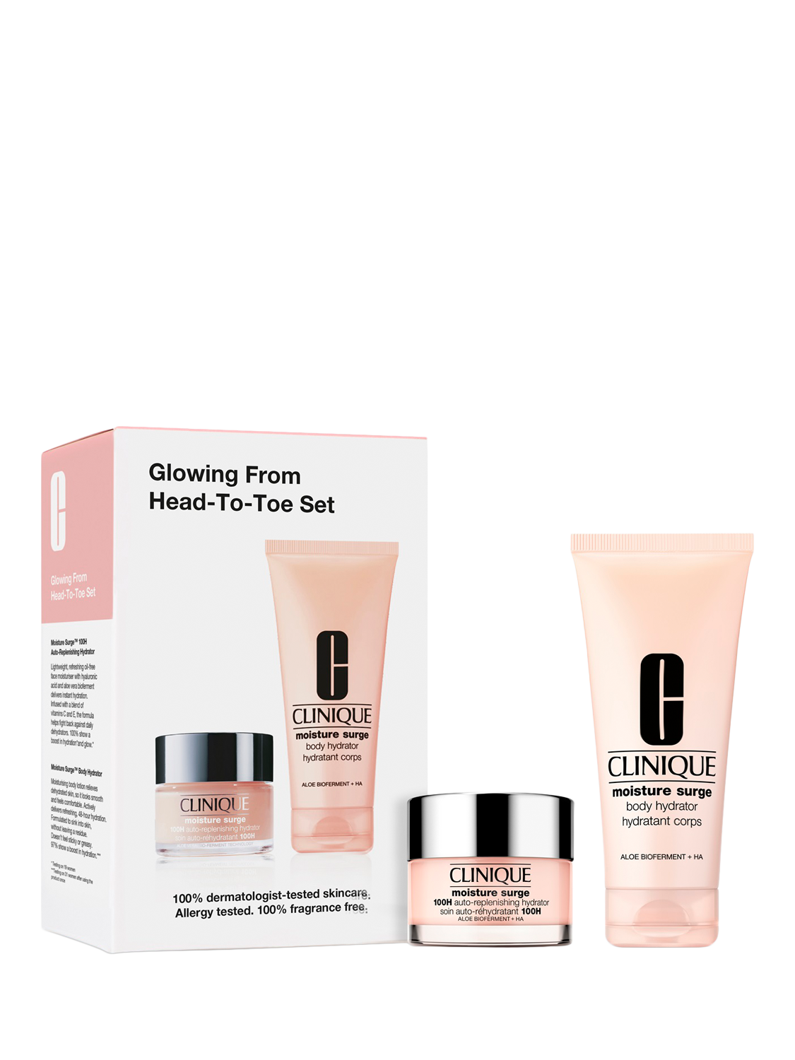 Product image 1 of 5, which shows Clinique Glowing From Head To Toe Skincare Gift Set