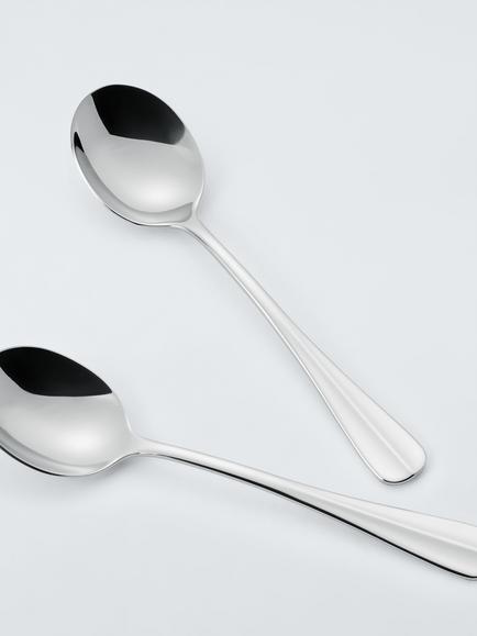 John Lewis Baguette Stainless Steel Soup Spoons, Set of 4 - view 2, Silver
