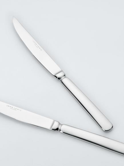 John Lewis Baguette Stainless Steel Steak Knives, Set of 6 - view 2, Silver